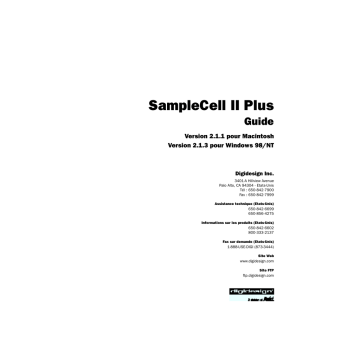 SampleCell II Plus version 2.1.1 Macintosh | Mode d'emploi | Avid Digidesign SampleCell II Plus Version 2.1.3 Windows 98/NT Manuel utilisateur | Fixfr