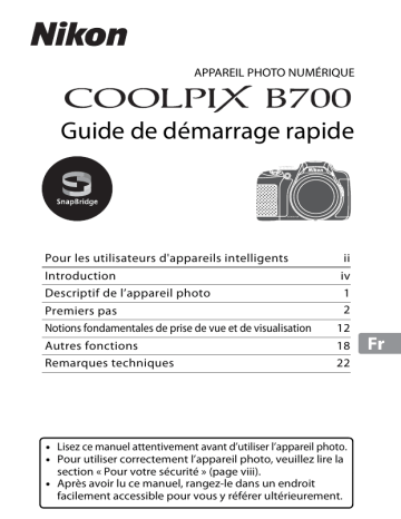 Guide de démarrage rapide | Nikon COOLPIX B700 Manuel utilisateur | Fixfr