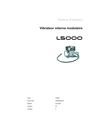 Wacker Neuson L5000/225 ISO Modular Internal Vibrator Manuel utilisateur | Fixfr