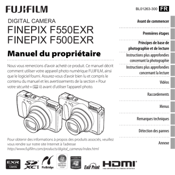 FinePix F500 EXR | Fujifilm FinePix F550 EXR Mode d'emploi | Fixfr