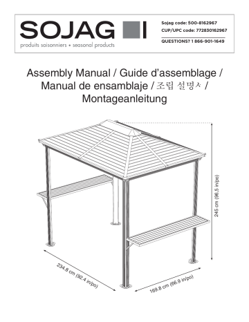 500-8162967 | Sojag Ventura 5 ft. x 8 ft. Aluminum Grill Shelter in Dark Gray Guide d'installation | Fixfr