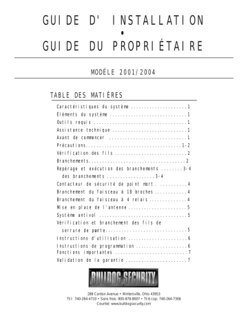 Bulldog Security 2001 Manuel du propriétaire | Fixfr