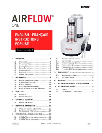 Mode d'emploi | EMS AIRFLOW One Manuel utilisateur | Fixfr