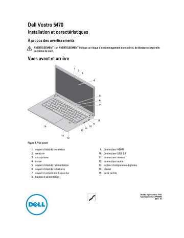 Dell Vostro 5470 laptop Guide de démarrage rapide | Fixfr