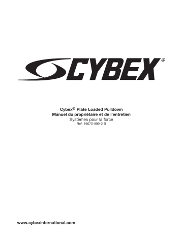 Manuel du propriétaire | Cybex International 16070 PULLDOWN Manuel utilisateur | Fixfr