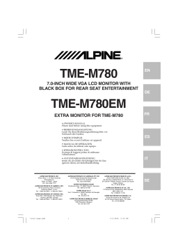 Alpine TME-M780 Manuel utilisateur