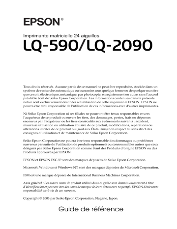 Manuel du propriétaire | Epson LQ-590 Manuel utilisateur | Fixfr