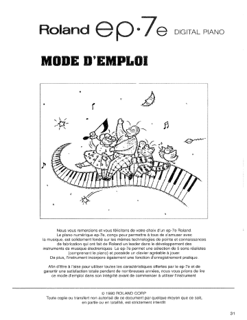 Manuel du propriétaire | Roland EP-7E Manuel utilisateur | Fixfr