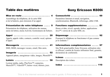 Mode d'emploi | Sony K600i Manuel utilisateur | Fixfr