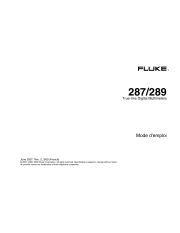 Manuel du propriétaire | Fluke 287 Multimètre Manuel utilisateur | Fixfr