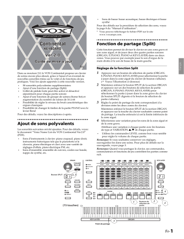 Mode d'emploi | Korg VOX Continental Manuel utilisateur | Fixfr