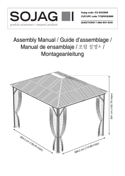 Sojag 10 ft. D x 12 ft. W Verona Aluminum Gazebo in Dark Gray with 2-Track System, UV-Protected Roof, and Mosquito Netting Guide d'installation