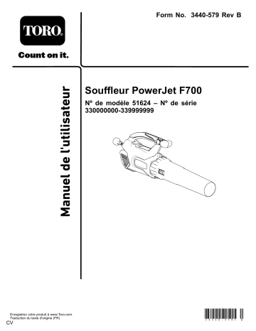 Toro PowerJet F700 Blower Blowers/Vacuum Manuel utilisateur | Fixfr