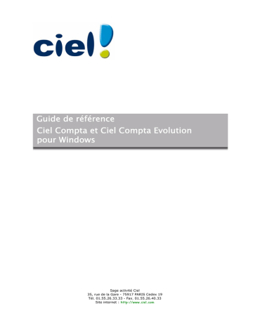 Compta Évolution 2012 Windows | Ciel Compta 2012 Windows Manuel utilisateur | Fixfr