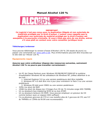 Mode d'emploi | ALCOHOL 120% Manuel utilisateur | Fixfr