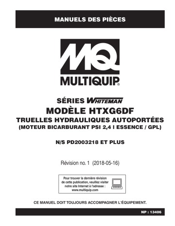 MQ Multiquip HTXG6DF-SN-PD2003218 Truelles ride-on Manuel utilisateur | Fixfr