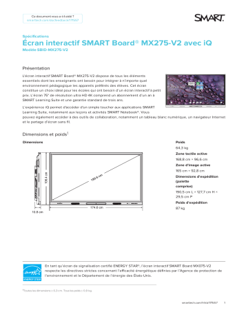 SMART Technologies Board MX (V2) spécification | Fixfr