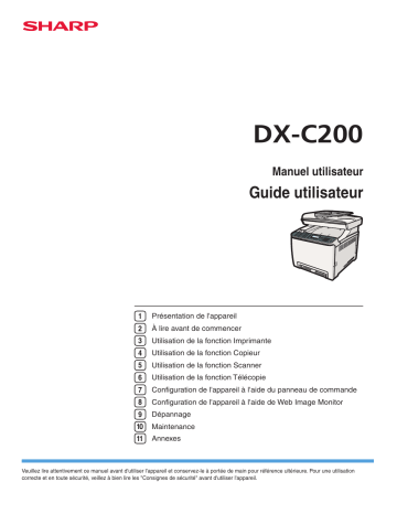 Manuel du propriétaire | Sharp DX-C200 Manuel utilisateur | Fixfr