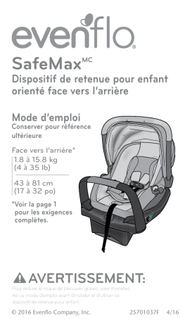 Evenflo SafeMax Infant Manuel utilisateur | Fixfr