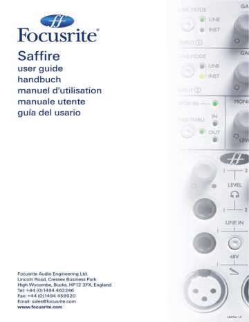 Focusrite Saffire Mode d'emploi | Fixfr