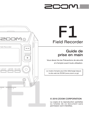 Mode d'emploi | Zoom F1 Manuel utilisateur | Fixfr