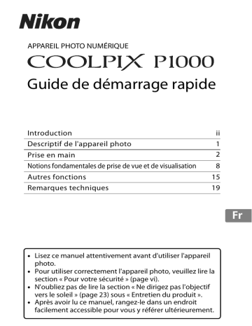 Guide de démarrage rapide | Nikon COOLPIX P1000 Manuel utilisateur | Fixfr