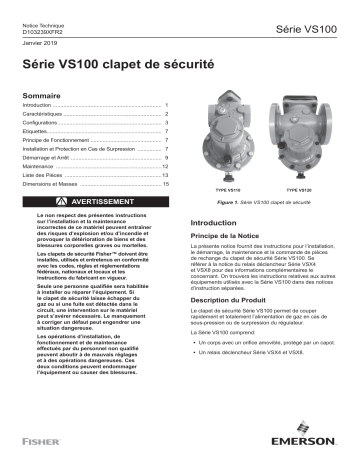 Une information important | Fisher VS100 Clapet de Sécurité Manuel utilisateur | Fixfr