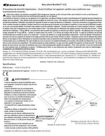 SelectTech 4.1S Stowable Bench | Bowflex 4.1S Stowable Bench Manuel utilisateur | Fixfr