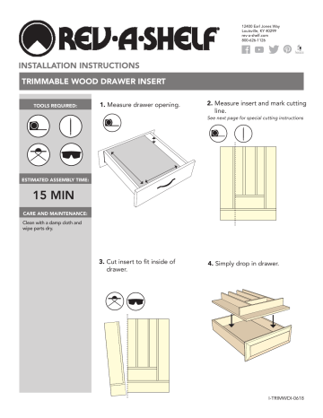 Mode d'emploi | Rev-A-Shelf 4SDI-WN-18-1 1.5 in. H x 16 in. W x 19.75 in. D Wood Spice Drawer Insert Manuel utilisateur | Fixfr