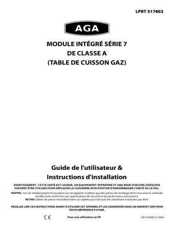 AGA R7 MODULE INTÉGRÉ SÉRIE 7 TABLE DE CUISSON GAZ Manuel du propriétaire | Fixfr