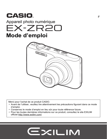 Mode d'emploi | Casio EX ZR20 Manuel utilisateur | Fixfr