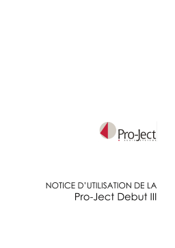 Pro-Ject Debut III Manuel utilisateur