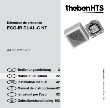 Manuel du propriétaire | THEBEN ECO-IR DUAL-C NT Manuel utilisateur | Fixfr