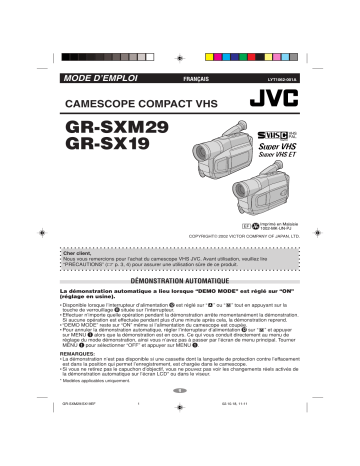 GR SX19 | JVC GR SXM29 Mode d'emploi | Fixfr