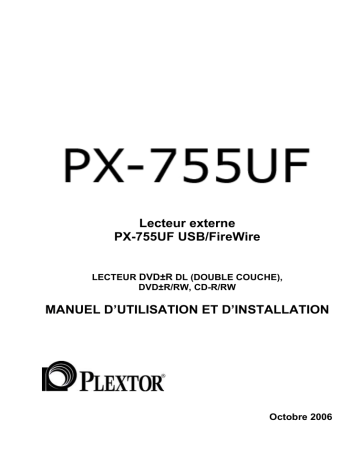 Manuel du propriétaire | Plextor PX-755UF Manuel utilisateur | Fixfr