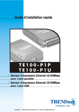 Trendnet TE100-P1P 10/100Mbps Mini Print Server Manuel utilisateur