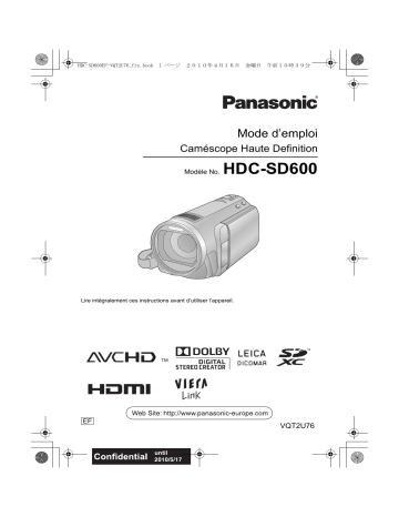 Panasonic HDC SD600 Mode d'emploi | Fixfr
