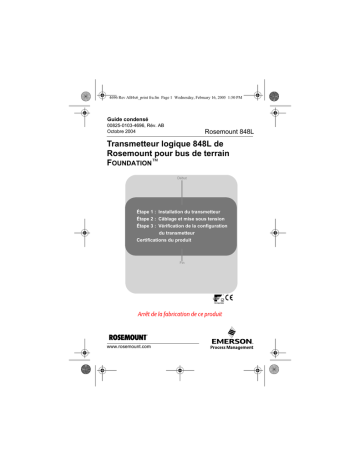 Mode d'emploi | Rosemount 848L Transmetteur logique pour bus de terrain FOUNDATION™ Manuel utilisateur | Fixfr