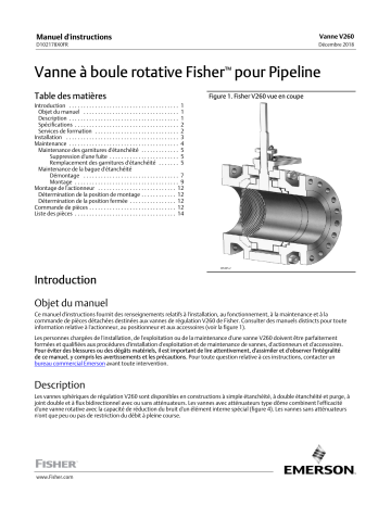 Fisher Vanne à boule rotative pour Pipeline ( V260 Rotary Pipeline Ball Valve) Manuel du propriétaire | Fixfr