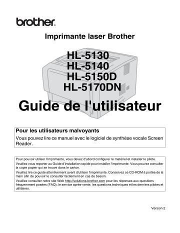 Manuel du propriétaire | Brother HL-5130 Manuel utilisateur | Fixfr