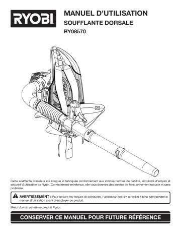 Manuel du propriétaire | Ryobi RY08570 Manuel utilisateur | Fixfr