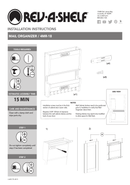 Rev-A-Shelf 15 in. H x 13.5 in. W x 3.56 in. D Door Mounted Mail Organizer Guide d'installation