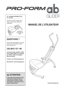 Pro-Form AB GLIDER BENCH - PFEVBE13710 Manuel utilisateur