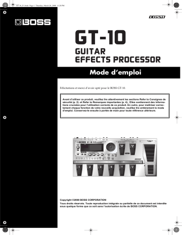 Manuel du propriétaire | Roland GT-10 Manuel utilisateur | Fixfr