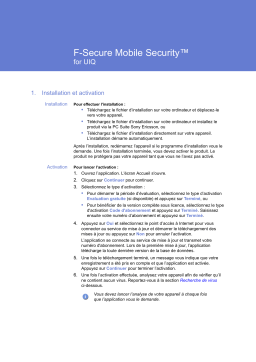 F-SECURE MOBILE SECURITY FOR UIQ Manuel utilisateur