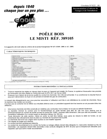 Manuel du propriétaire | Godin 389105 MISTI Manuel utilisateur | Fixfr