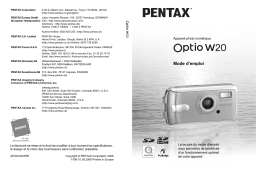 Pentax Série Optio W20 Mode d'emploi