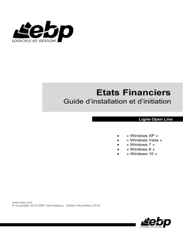 Mode d'emploi | EBP États Financiers Open Line Manuel utilisateur | Fixfr