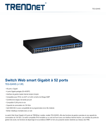 Trendnet RB-TEG-524WS 52-Port Gigabit Web Smart Switch Fiche technique | Fixfr