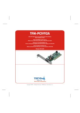 Trendnet TFM-PCIV92A 56K (V.92) High Speed Internal PCI Data/Fax/TAM Modem Manuel utilisateur